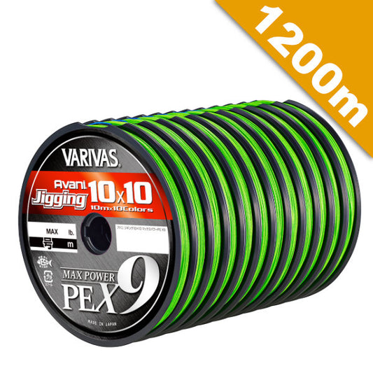VARIVAS AVANI JIGGING 10x10 MAX POWER PE X9 #10 (143 lb) - 100m x 12 CONNECTED PE MARKING