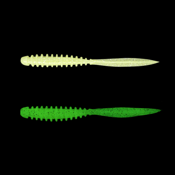 JACKALL PEKERING 3.0" (8 pcs/pack) GLOW CHART SILVER FLAKE saltwater fishing lure