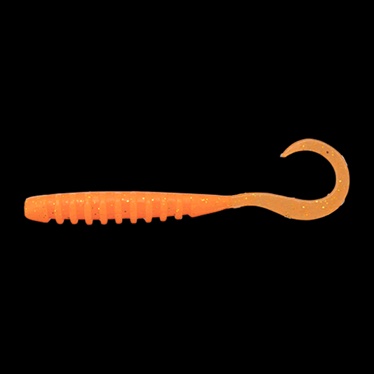 JACKALL TIDE CURLY 2.8" (8 pcs/pack) GLOW ORANGE / GOLD FLAKES