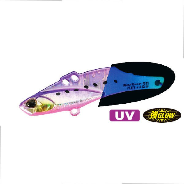 DUO METAL GARAGE PLATE-VIB 20g TACHIUO LIMITED 65mm : 20g PPA0596 UV PURPLE IWASHI GLOW TAIL