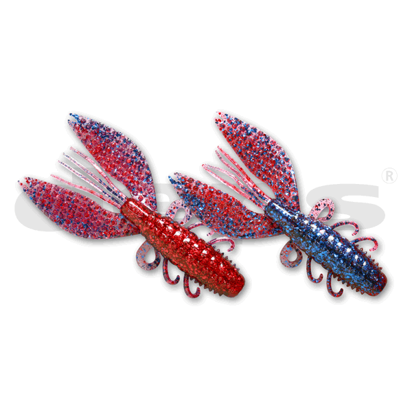 deps SPINY CRAW 3.5" (8 pcs/pack) #23 BLUE GLITTER / RED GLITTER
