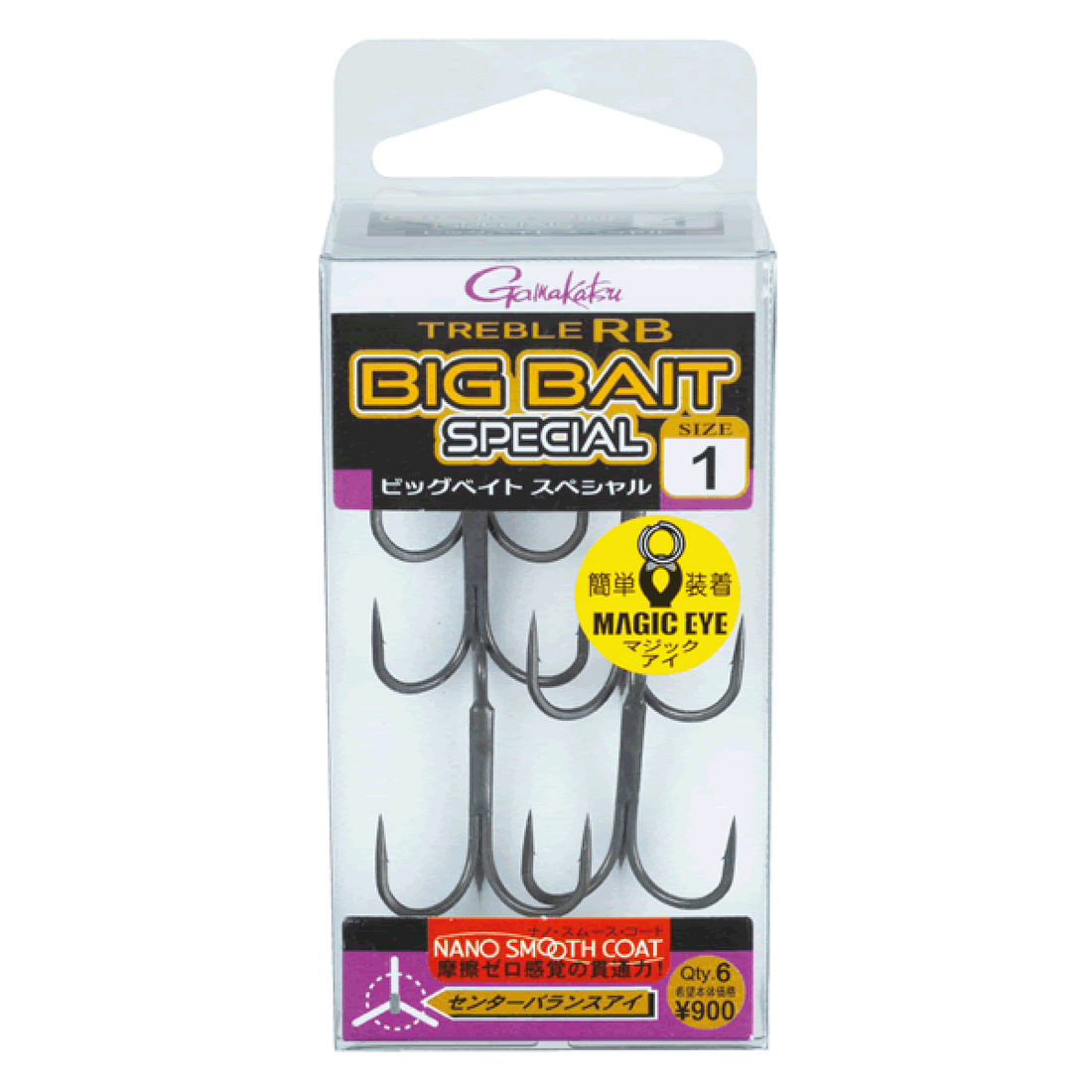 Gamakatsu TREBLE RB BIG BAIT SP #1 (6 pcs/pack) fishing terminal tackle