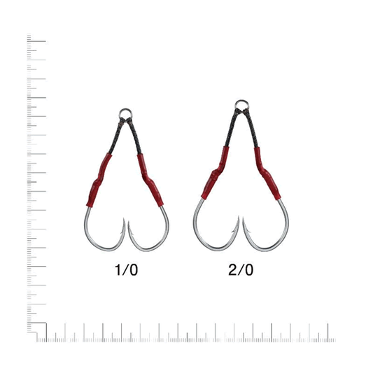 Gamakatsu Assist Hook SAWARA SNIPER Double Semi Long #1/0 (2 sets/pack) SILVER