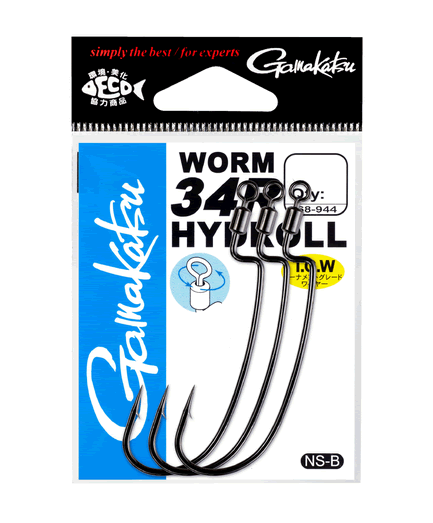 Gamakatsu WORM 34R HYDROLL #3/0 (4 pcs/pack) NSB fishing terminal tackle — photo 2