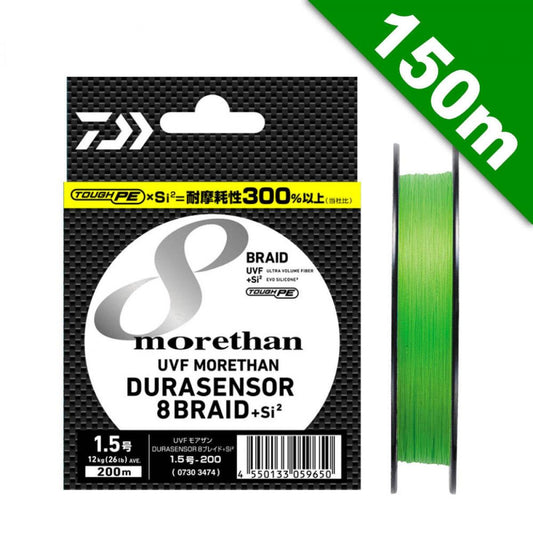 DAIWA UVF MORETHAN DURASENSOR X8+Si2 #1.2 (21 lb) - 150m PE LIME GREEN + MARKING - Britannic Trade