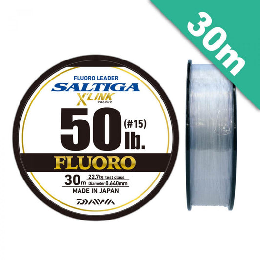 DAIWA SALTIGA FLUORO LEADER X'LINK #8 (30 lb) - 30m Fluorocarbon Natural - Britannic Trade