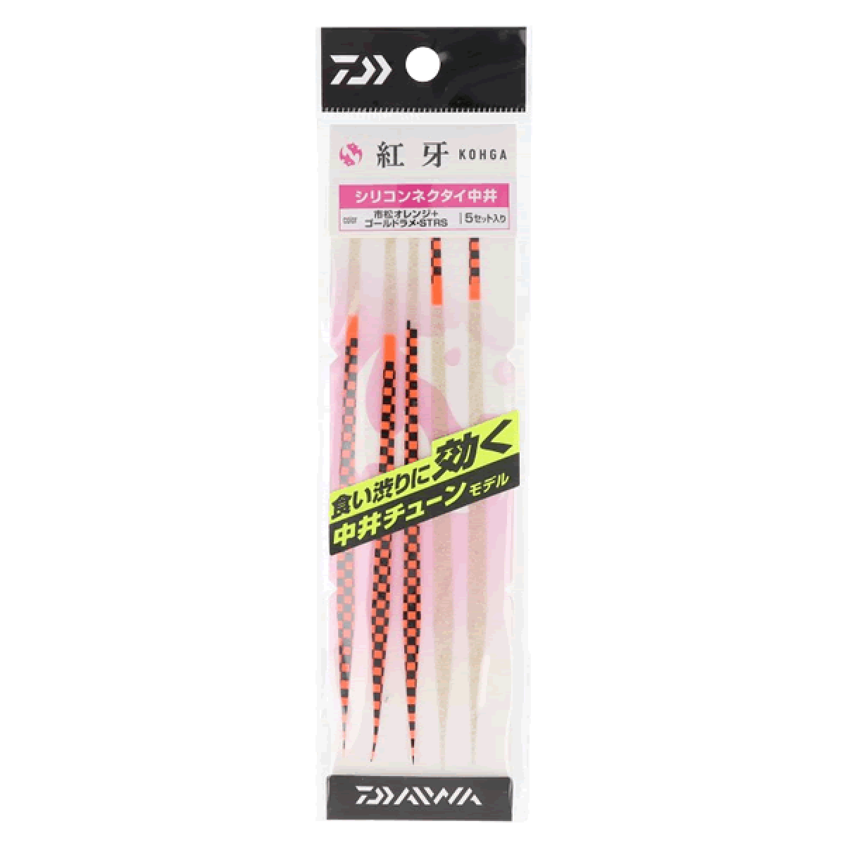 DAIWA KOHGA SILICONE NECKTIE NAKAI TUNE STR SLIM STRAIGHT SLIM (5 pcs/pack) ICHIMATSU ORANGE＋GOLD LAME