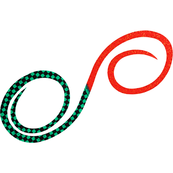 DAIWA KOHGA SILICON NECKTIE 3D Y.S. TWIN CURLY 500mm CHECKERS GREEN + RED LAME