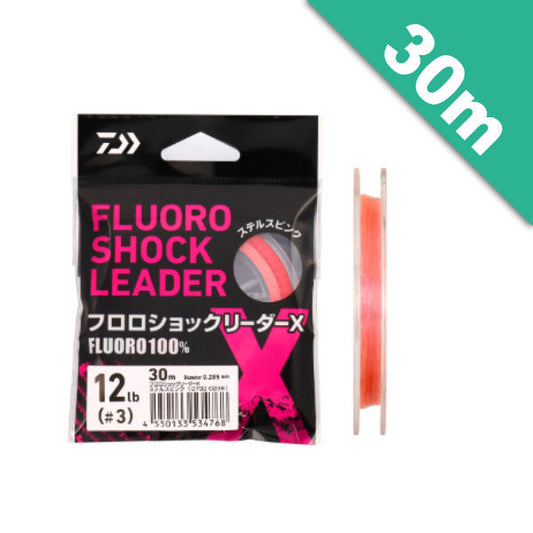 DAIWA FLUORO SHOCK LEADER X #3 (12lb) - 30m Fluorocarbon Stealth Pink