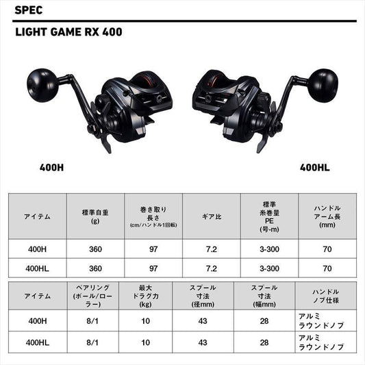 DAIWA 25 LIGHT GAME RX 400HL LEFT