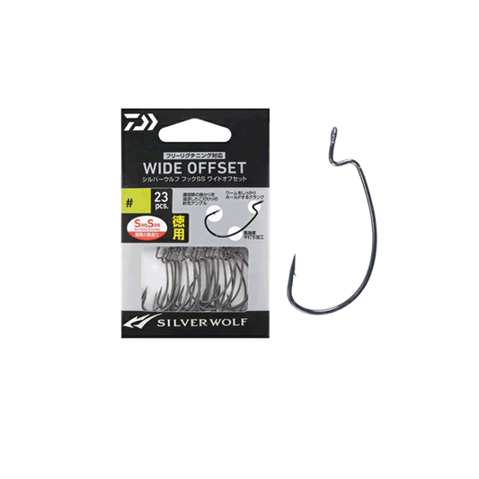 DAIWA SILVER WOLF HOOK SS WIDE OFF SET SS #2 : Value pack (23 pcs/pack)