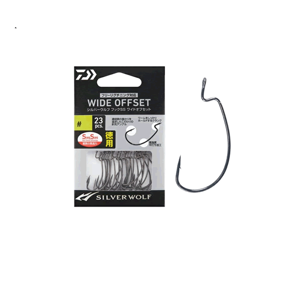DAIWA SILVER WOLF HOOK SS WIDE OFF SET SS #3 : Value pack (23 pcs/pack)