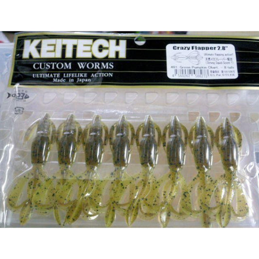 KEITECH CRAZY FLAPPER 2.8" 3.4g (8 pcs/pack) #401 GREEN PUMPKIN CHARTREUSE