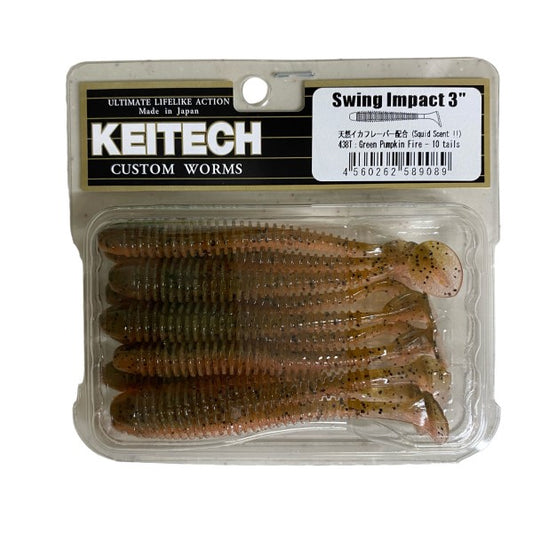 KEITECH SWING IMPACT 3" 2.0g (10 pcs/pack) #438 GREEN PUMPKIN FIRE