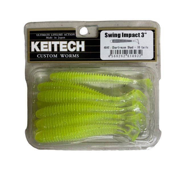 KEITECH SWING IMPACT 3" 2.0g (10 pcs/pack) #484 CHARTREUSE SHAD