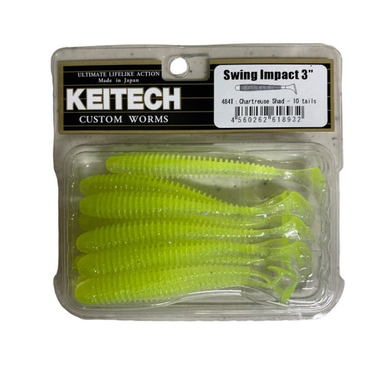 KEITECH SWING IMPACT 3" 2.0g (10 pcs/pack) #484 CHARTREUSE SHAD