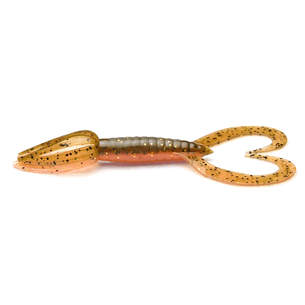 KEITECH Little Spider 3" Length: 3" (76mm) (8 pcs/pack) #520 Green Pumpkin Orange Gold