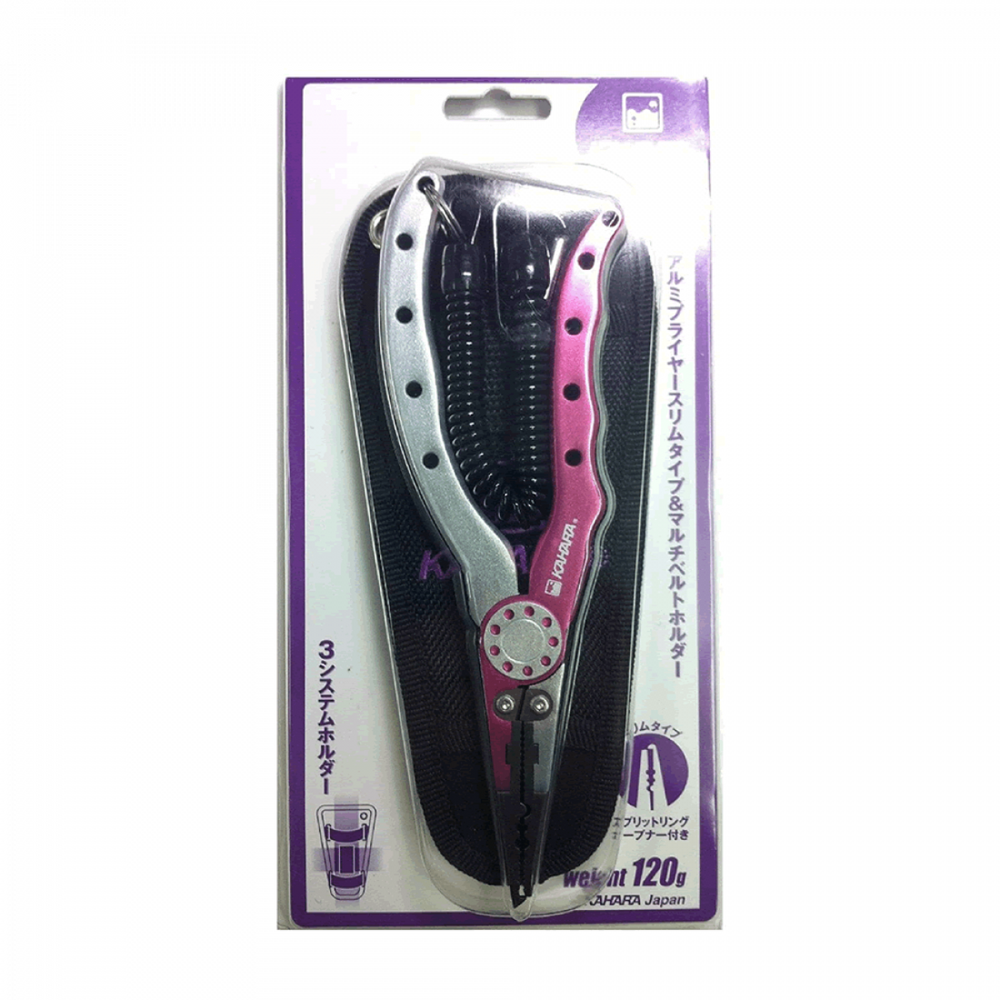 KAHARA ALUMINUM PLIERS SLIM TYPE 6.5" 6.5 inch PINK / SILVER fishing accessory