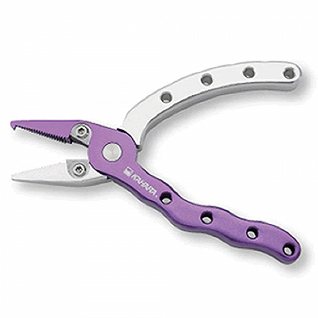 KAHARA ALUMINUM PLIERS 4.5 4.5 inch WITH LANYARD & HOLDER PURPLE / SILVER fishing accessory