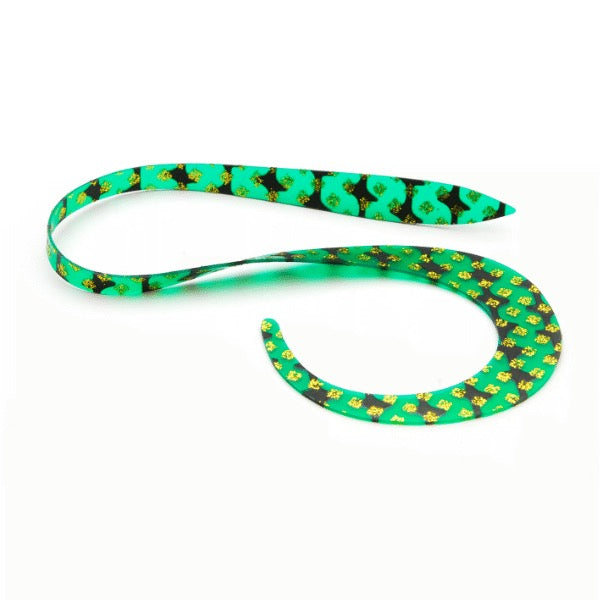 RISE JAPAN NAMIDAMA NECKTIE HUTOMIJIKA CURLY #NF13 GREEN GOLD DOTS saltwater fishing lure