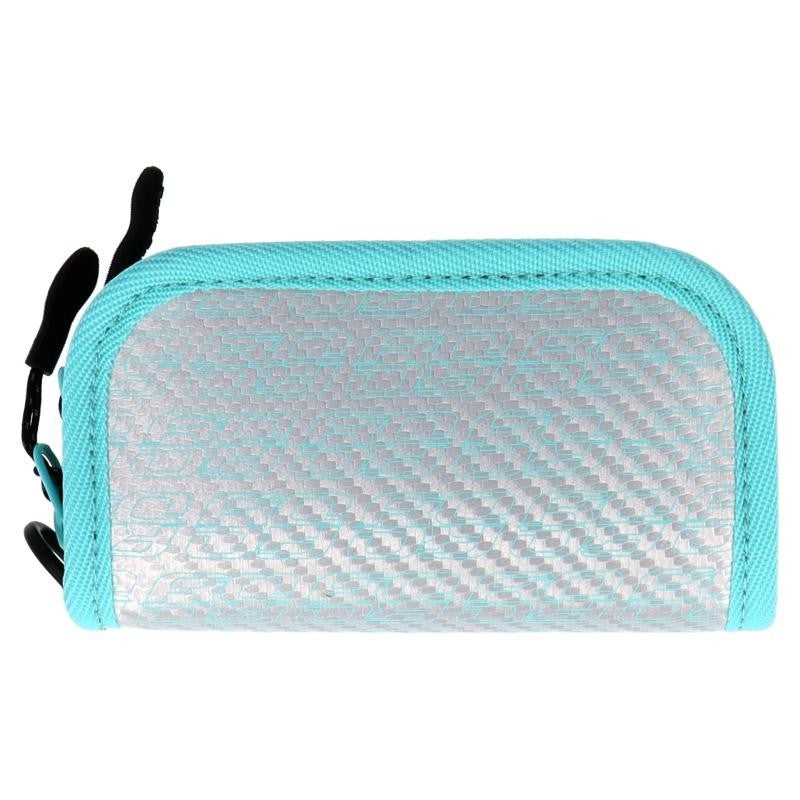 RODIO CRAFT CARBON WALLET MINI LONG (140 x 70 x 30mm) SILVER / RC×RC TURQUOISE LOGO