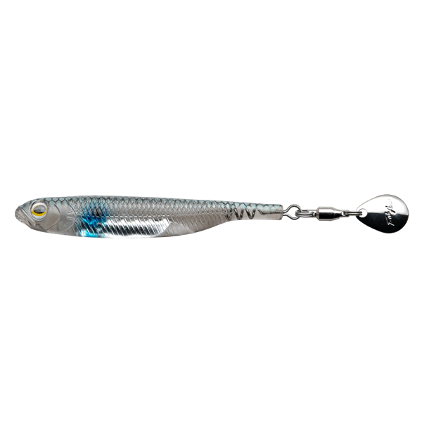 Fish Arrow FLASH-J SPIN ELASTOMER 4" SALT (3 pcs/pack) #102 BLUE SPOT/SILVER