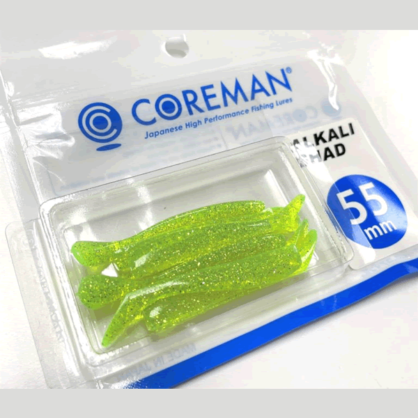 COREMAN ALKALI SHAD 55mm (8 pcs/pack) #067 LIME CHART saltwater fishing lure