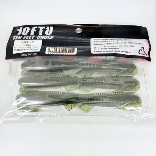 TEN FEET UNDER V-Skip 4.8" (6 pcs/pack) #2 WATER MELON PEPPER