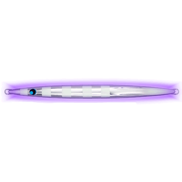 UROCO UROCO JIG 300g ALUMINUM UV #013GUV ALUMINUM SILVER ZEBRA GLOW TIP saltwater fishing lure