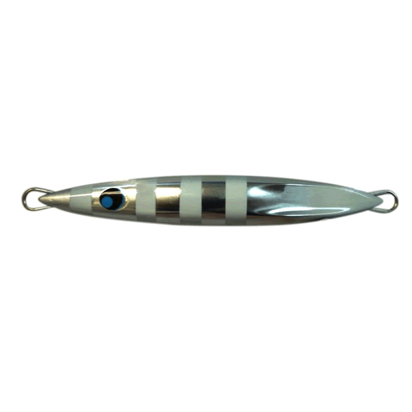 UROCO UROCO JIG SHORT 150g ALUMINUM UV #013GUV ALUMINUM SILVER/ZEBRA GLOW TIP saltwater fishing lure