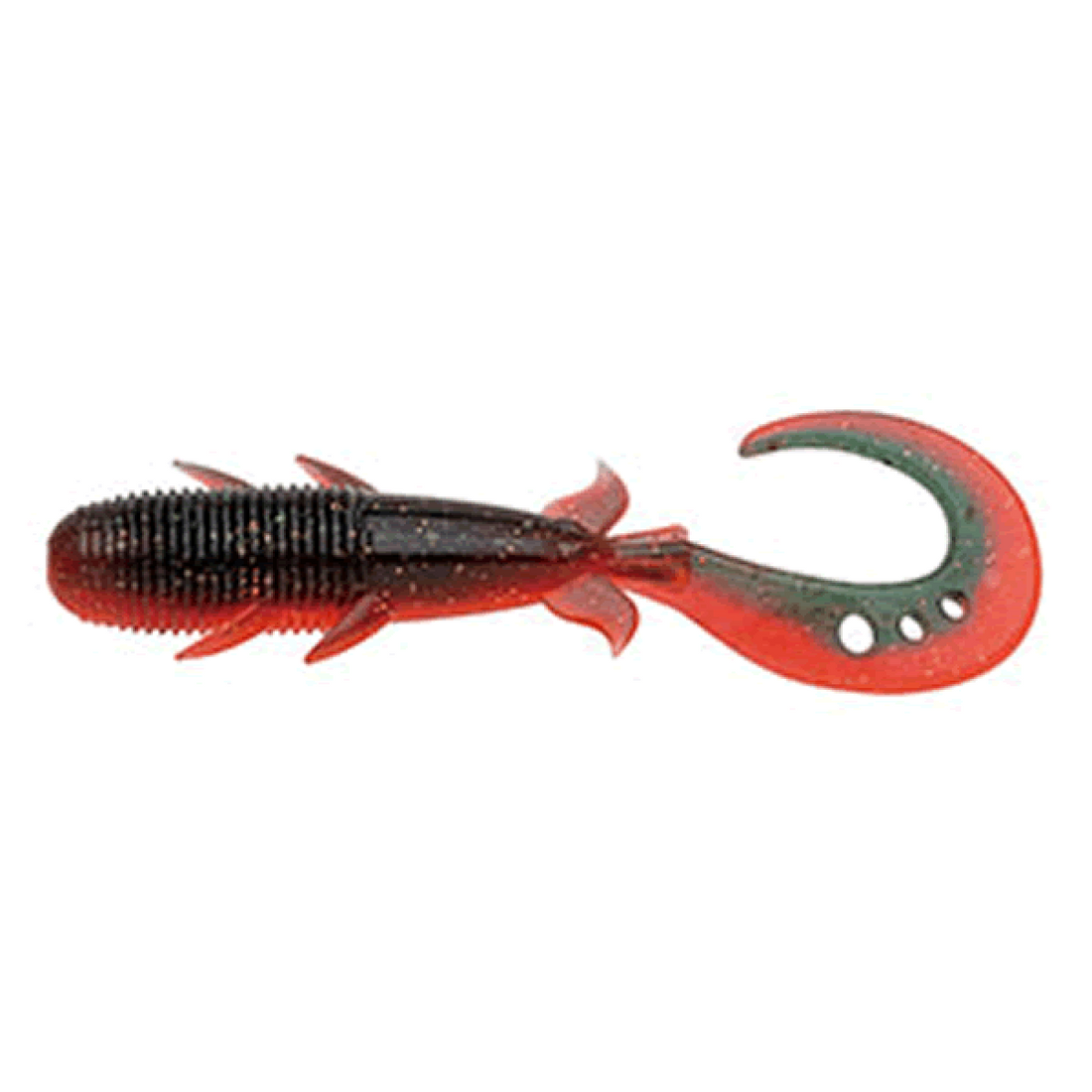 ECOGEAR KIJIHATA GRUB 4" 76mm (8 pcs/pack) 513 DARK GREEN ORANGE NEON saltwater fishing lure