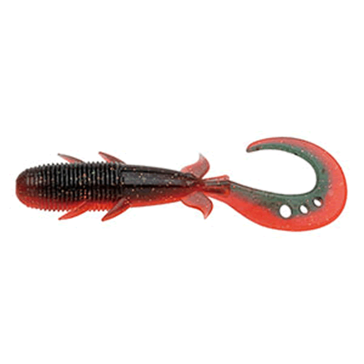 ECOGEAR KIJIHATA GRUB 4" 76mm (8 pcs/pack) 513 DARK GREEN ORANGE NEON