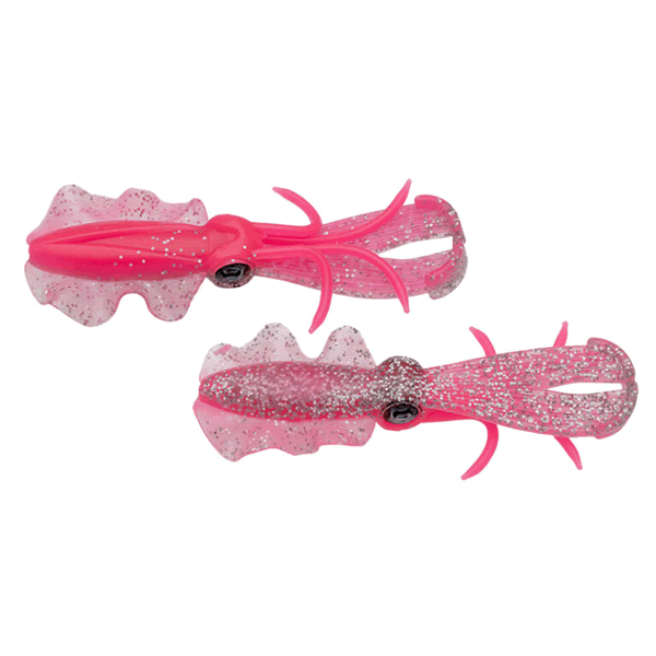 ECOGEAR POWER SQUID 3.5" (6 pcs/pack) 158 SUPER HOLOGRAM / PINK GLOW (LUMINOUS) saltwater fishing lure