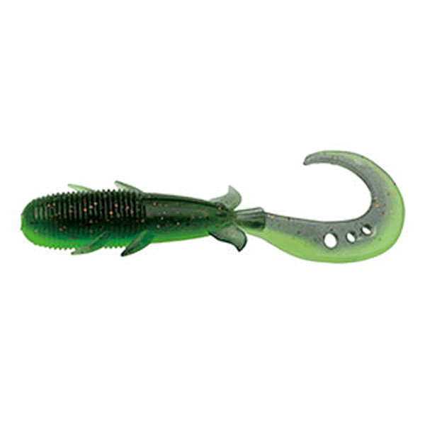 ECOGEAR KIJIHATA GRUB 4.5" 88mm (8 pcs/pack) 516 DARK GREEN GLOW NEON (LUMINOUS) saltwater fishing lure