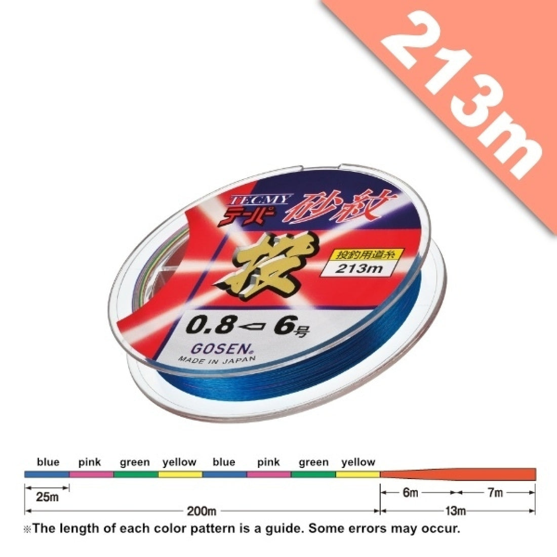 GOSEN TECMY TAPER SAMON #0.6-6 - 213m MULTI COLOR fishing line
