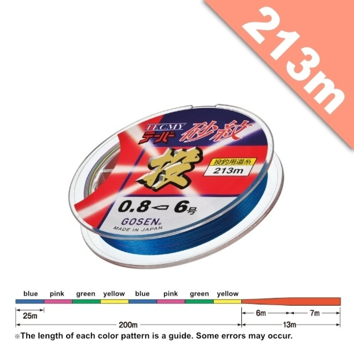 GOSEN TECMY TAPER SAMON #0.8-6 - 213m MULTI COLOR