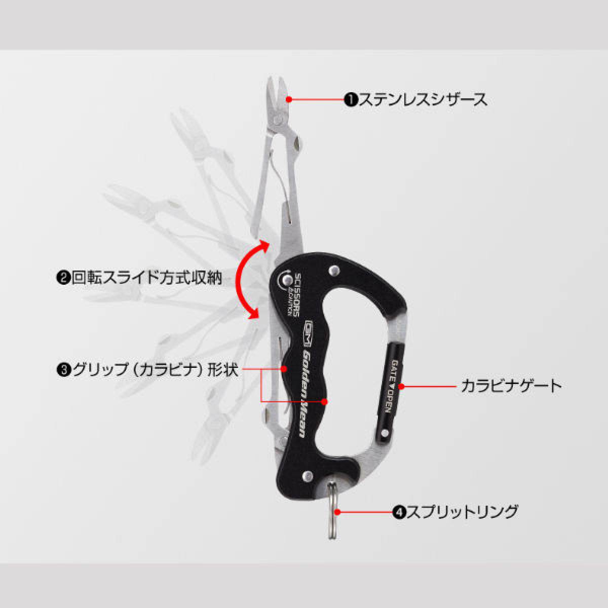 Golden Mean GM KARABINER SCISSORS H90 x W52mm : 63g #BLACK - Britannic Trade