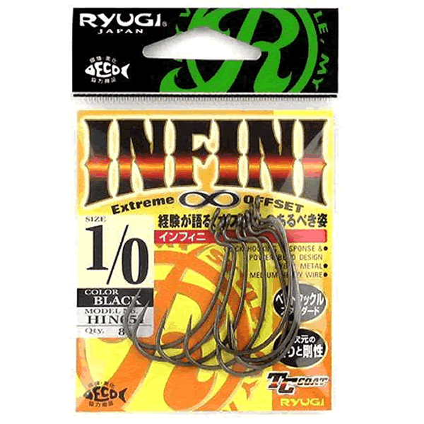 RYUGI INFINI #1/0 (8 pcs/pack) TC BLACK fishing terminal tackle