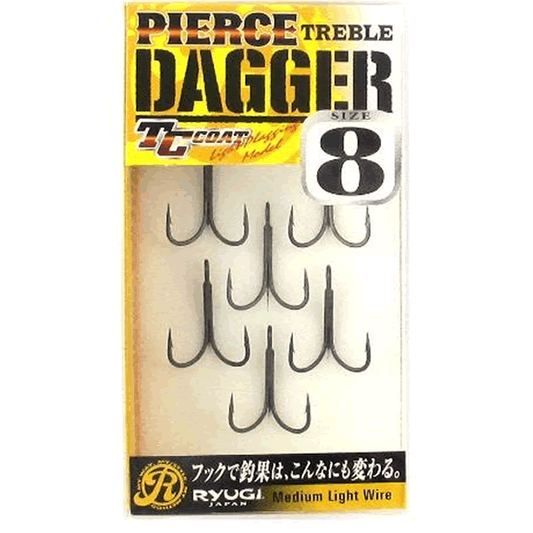 RYUGI PIERCE TREBLE DAGGER #8 (6 pcs/pack) TC BLACK
