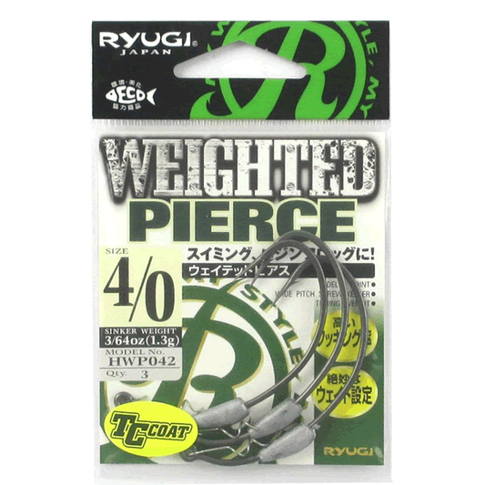 RYUGI WEIGHTED PIERCE #4/0 : 3/64oz (1.3g) (3 pcs/pack) TC BLACK