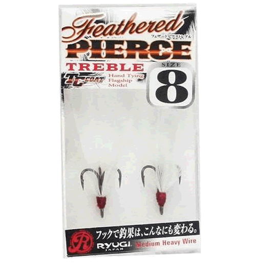 RYUGI FEATHERED PIERCE TREBLE #8 (2 pcs/pack) WHITE
