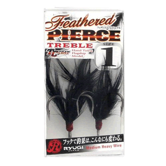 RYUGI FEATHERED PIERCE TREBLE #1 (2 pcs/pack) BLACK