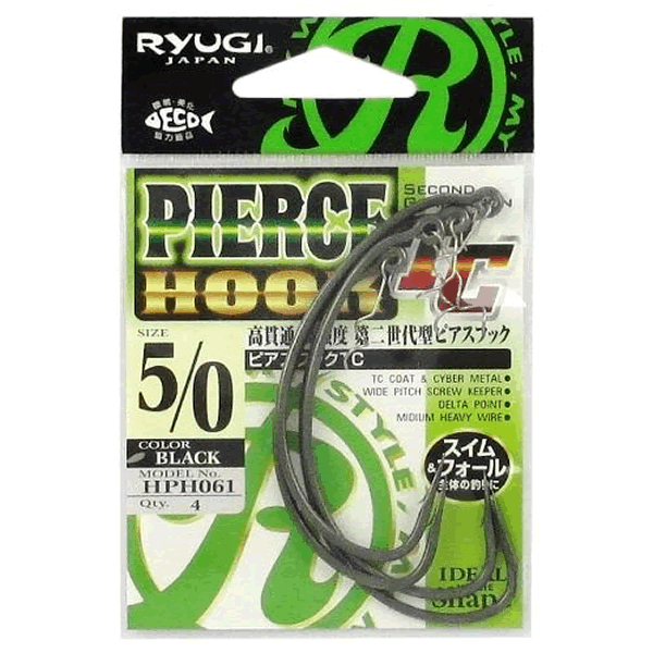 RYUGI PIERCE HOOK TC #5/0 (4 pcs/pack) TC BLACK fishing terminal tackle