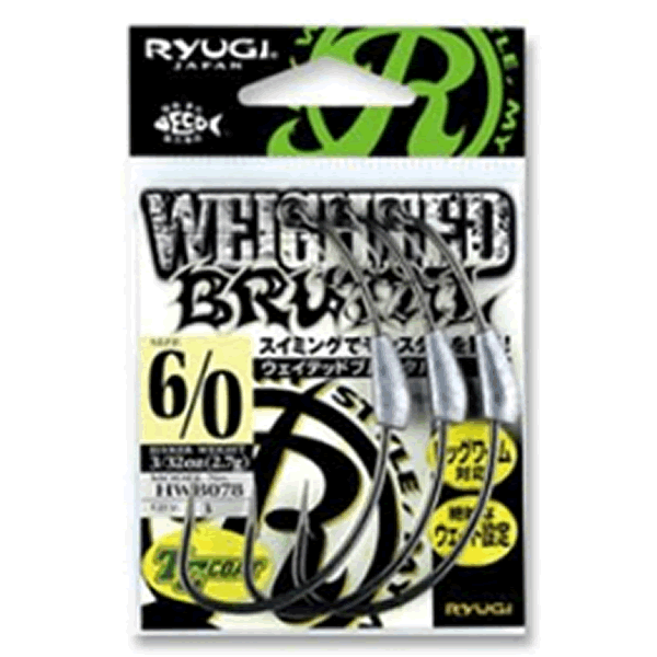 RYUGI WEIGHTED BRUTAL #7/0 : 1/8oz (3.5g) (3 pcs/pack) TC BLACK fishing terminal tackle