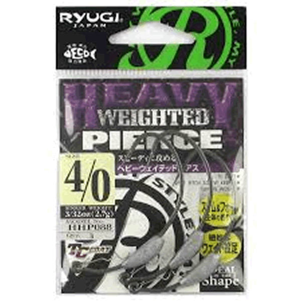 RYUGI HEAVY WEIGHTED PIERCE #4/0 : 3/32oz (2.7g) (3 pcs/pack) TC BLACK
