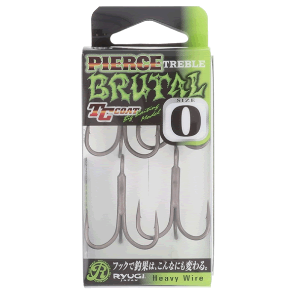 RYUGI PIERCE TREBLE BRUTAL #0 (4 pcs/pack) TC BLACK fishing terminal tackle
