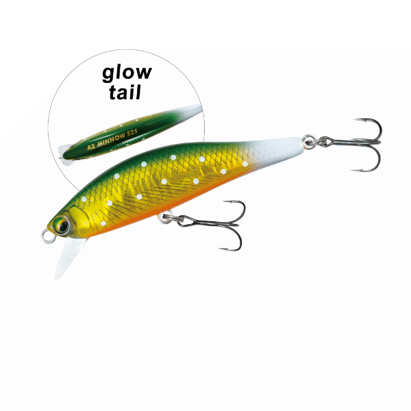 YAMANAMI A2 MINNOW 52S 52mm : 4.7g MYL01 16 GREEN GOLD GLOW TAIL freshwater fishing lure