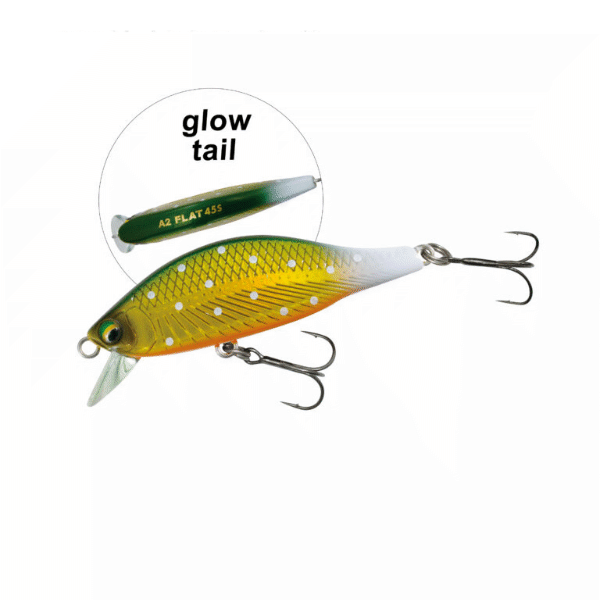 YAMANAMI A2 FLAT 45S 45mm : 4.2g MYL02 16 GREEN GOLD GLOW TAIL freshwater fishing lure
