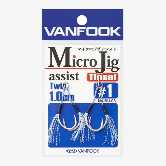 VANFOOK MJ-03 MICRO JIG ASSIT TWIN 1.0cm TINSEL #2 (2 pcs/pack) SILVER - Britannic Trade