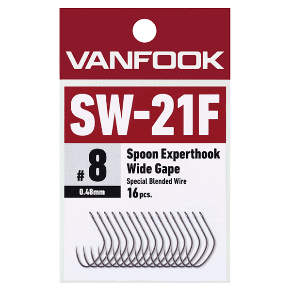 VANFOOK SW-21F SPOON EXPERTHOOK WIDE GAPE FINE WIRE #6 (16 pcs/pack ) FLUORINE BLACK
